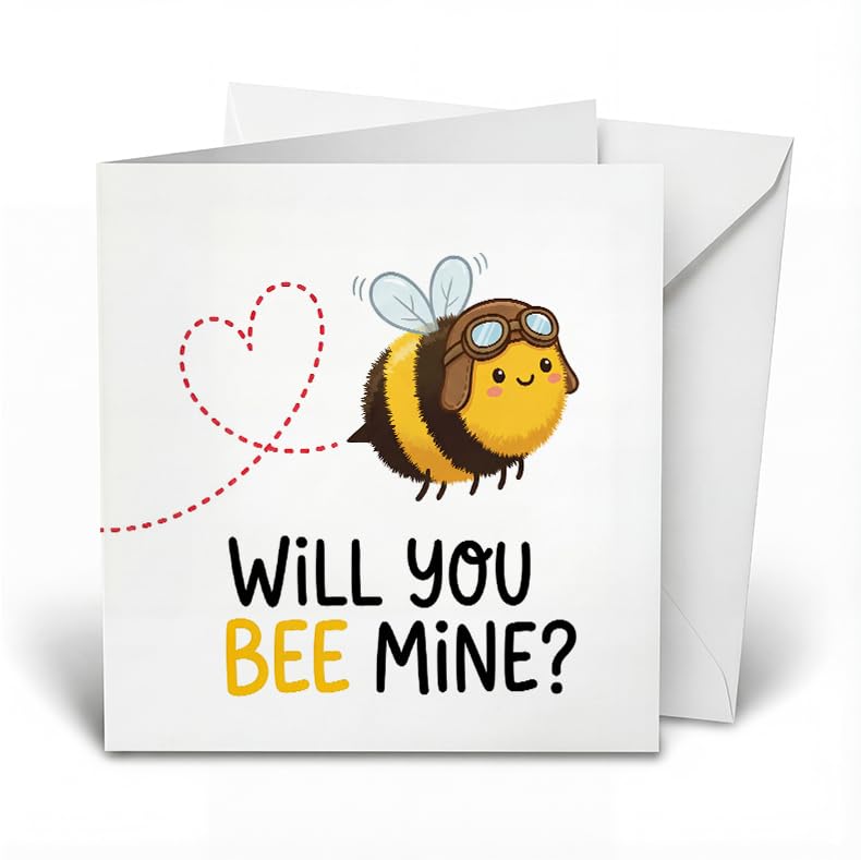 Funny Valentine's Day Card - Will You Bee Mine? 5.1" Square