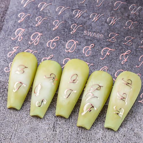 CHANGAR Retro Letter Nail Art Stickers, 6 Sheets Old English Decals