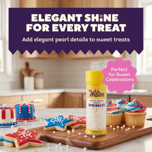 Wilton White Sugar Pearl Sprinkles, 4.9 oz for Wedding Cakes
