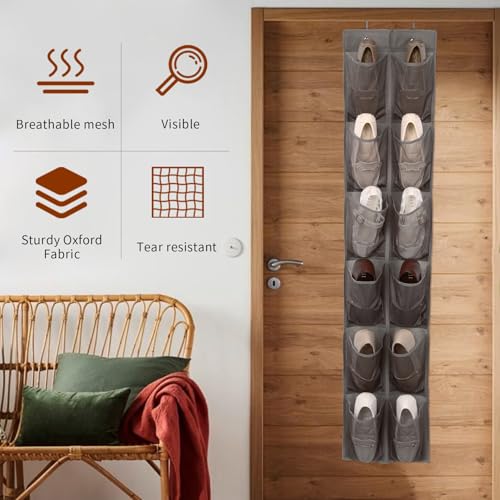 GOMAJI Over The Door Shoe Organizer with 12 Large Pockets