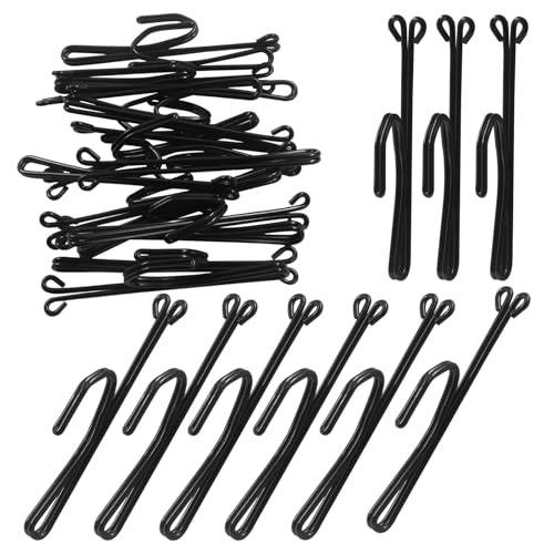 16 Pcs Black Stainless Steel Curtain Hooks - Heavy Duty & Slip-On