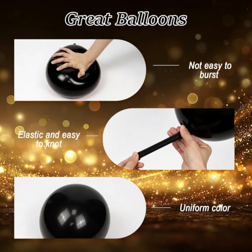 52pcs Black and Gold Balloons Kit with Confetti - 12inch