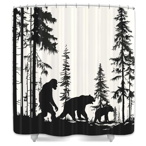 Bigfoot Forest Monster Shower Curtain, 69" x 70" Waterproof with Hooks