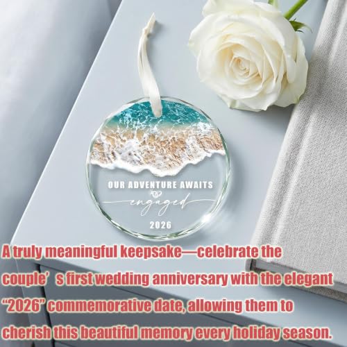 2026 Engagement Glass Ornament - Our Adventure Awaits