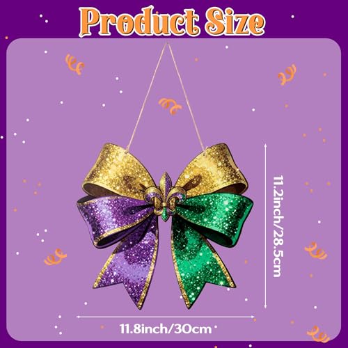 Mardi Gras Bow Shape Wooden Door Sign - 11.8x11.2 Inch Decor