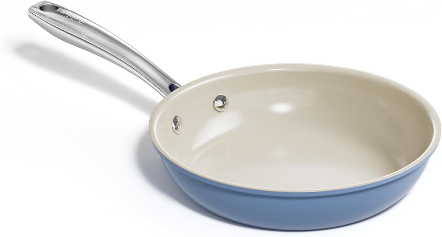 Redchef Nonstick Ceramic Egg Pan - 8 Inch Frying Skillet with Stay Cool Handle | PTFE & PFOA Free, Dishwasher Safe (Blue)