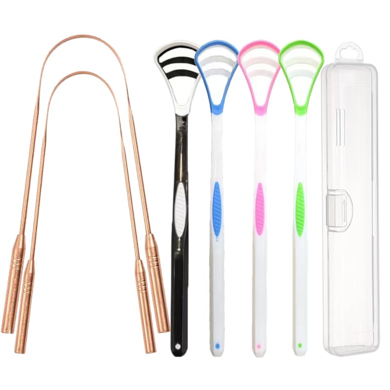 UBLNNFY Stainless Steel Tongue Scraper Set with Travel Case for Fresh Breath