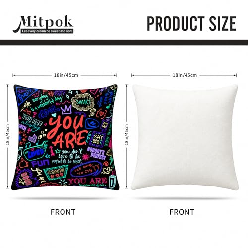 Kids Classroom Pillow Covers Set of 2, 18x18 Inches - Black
