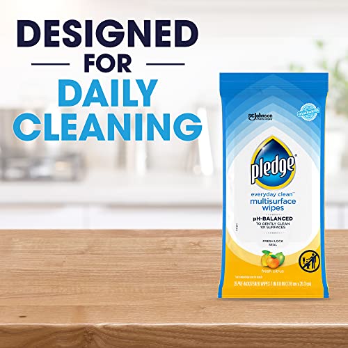 Pledge Multisurface Cleaning Wipes, Fresh Citrus, 100 Total Count (4-Pack)