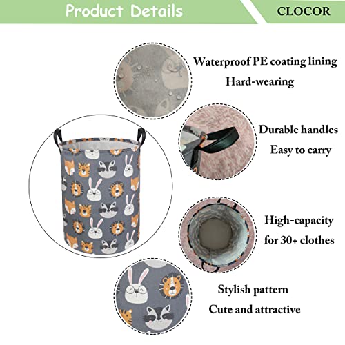 CLOCOR Collapsible Kids Laundry Basket - Animal Print Storage Hamper