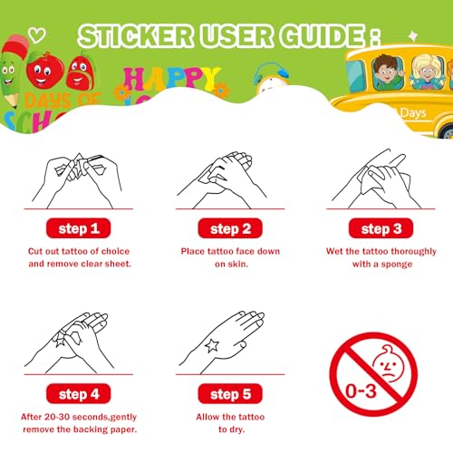 100th Day of School Temporary Tattoos - 320 Pcs Motivational Stickers