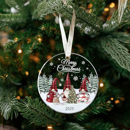 Gnome Christmas Ornament 2025 - Acrylic Holiday Decor Gift