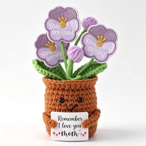 Handmade Crochet Pansy Pot for Mom - Remember I Love You Gift