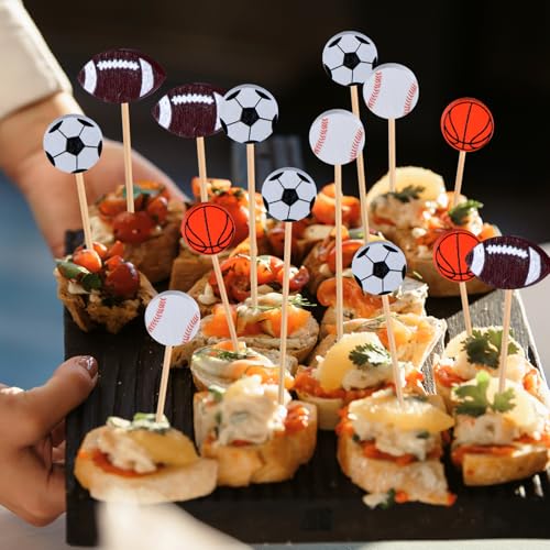 Soccer Bamboo Toothpicks 4.7 Inch - 100 Pack for Sports Events & Parties