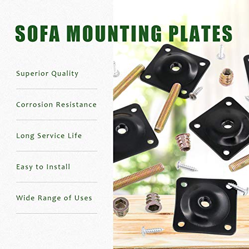 Keadic 8 Sets M8 Furniture Leg Mounting Plates for Sofa and Chair Repair