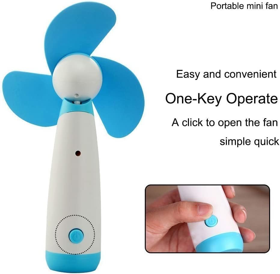 Skiennix Mini Handheld Fan - Portable Battery-Powered Fan with Soft Foam Blades | Blue