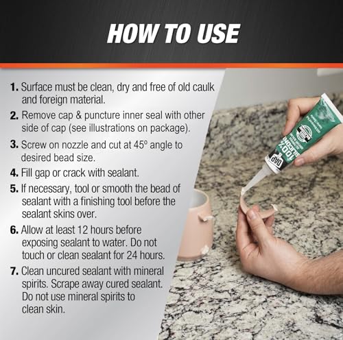 DAP 100% Silicone Sealant - Clear, 2.8 oz Waterproof Adhesive for Repairs