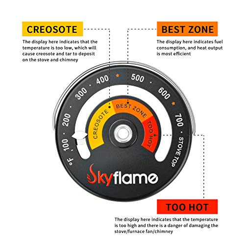 Skyflame Magnetic Wood Stove Thermometer with Large Dial