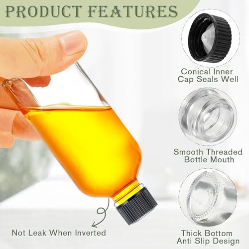 Showvigor 12 Pack Mini Glass Shot Bottles with Caps and Funnels