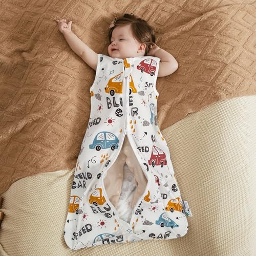 HOUSBAY Baby Wearable Blanket - Colorful Car Sleeping Sack 0.5 TOG for 3-9 Months