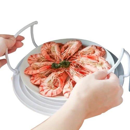 Microwave Multipurpose 4 in 1 Tray Stand Rack Splatter Guard Carry Tray Stacking Shelf (1, Gray)