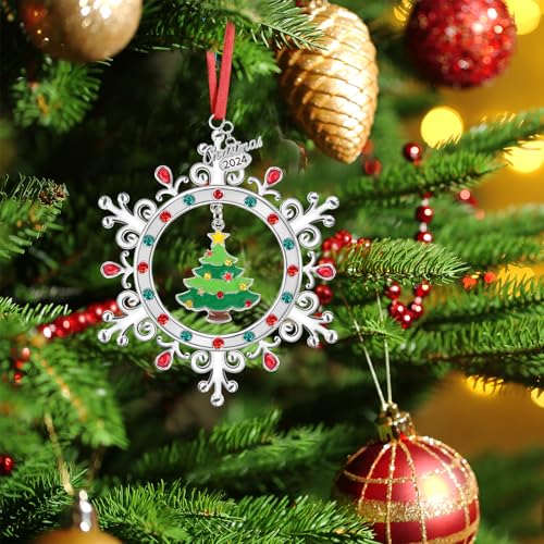 Large Silver Snowflake Ornament 2024 Christmas Tree Decor Hanging Keepsake
