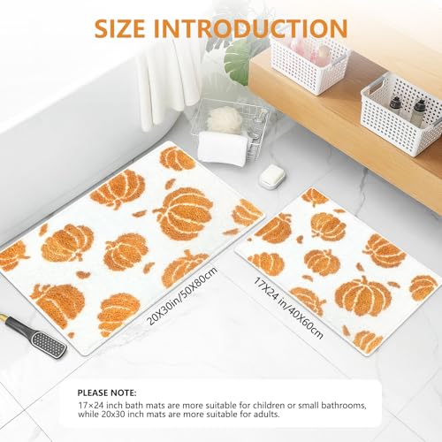 APROPHIC Fall Pumpkin Bath Mat, 17x24in Orange Non-Slip Microfiber Rug