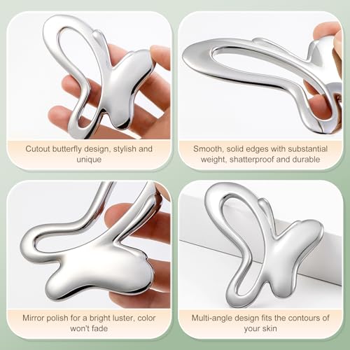 HUGJOG Metal Gua Sha Facial Tool - Butterfly Face Massager for Jawline