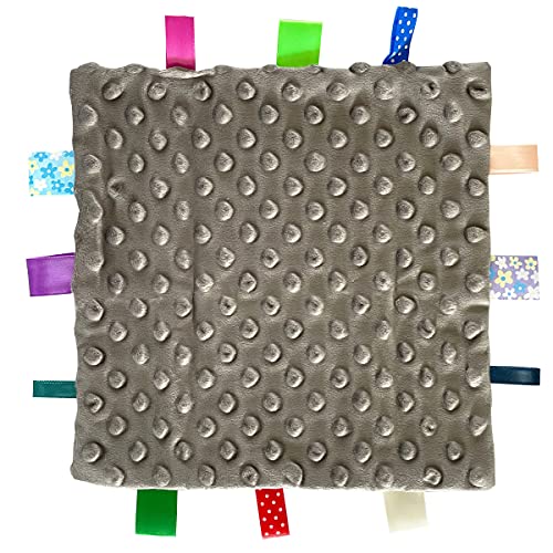 FOMAISELF Dinosaur Tag Blanket for Babies - Soft Security Lovey, 10x10"