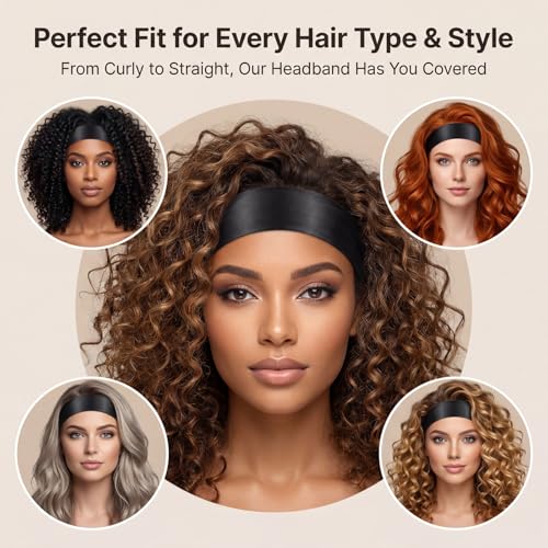 Ezymivs No-Slip Satin Wig Band for Lace Front with Ear Cut-Outs, 2-Pack