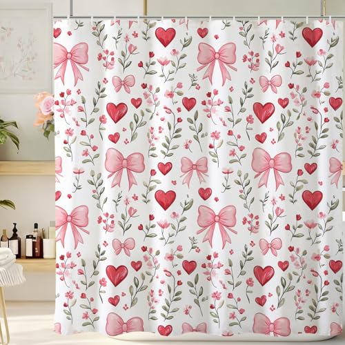 Pink Bows Shower Curtain - Waterproof Polyester, 72x72 Inches