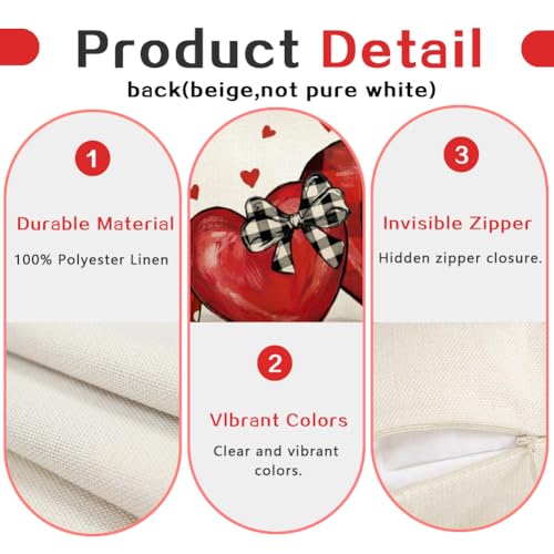 Valentine's Day Pillow Cover 12x20 Inch Polka Dot Love Heart