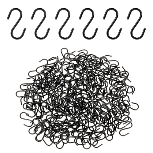 100 Mini S Hooks - Durable 1/2 Inch Black S Shaped Connectors for Crafts & Jewelry