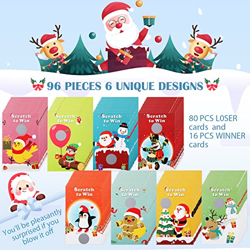 Christmas Scratch Off Cards Party Game Set - 96 Pcs Holiday Raffle Tickets