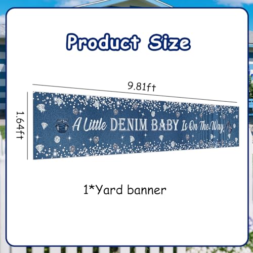 Cheereveal Denim & Diamond Baby Shower Yard Banner - Navy Blue & Silver