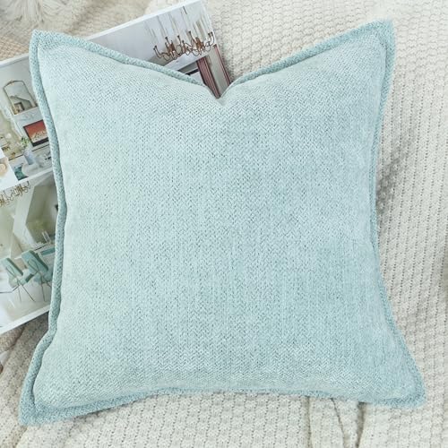 OYIMUA 18x18 Turquoise Blue Chenille Throw Pillow Covers - Set of 2