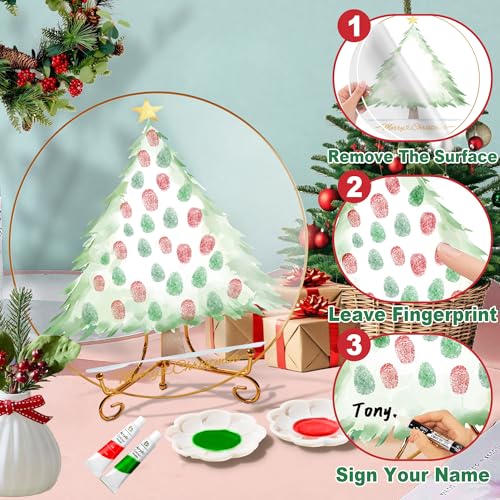Christmas Gender Reveal Fingerprint Tree Guest Book Game