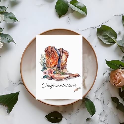 Cowboy Boots Wedding Congratulations Card - 5x7 Western Engagement Gift