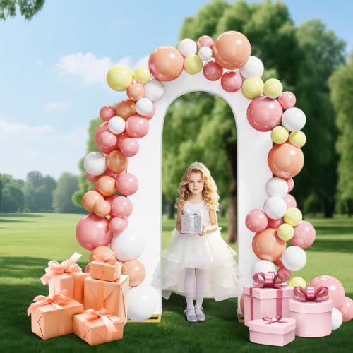 7.2FT White Spandex Open Arch Backdrop Cover - Double-Sided Design