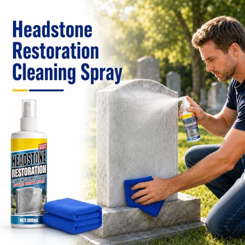 Tombstone Cleaning Spray for Granite & Marble Memorials - 2PC Kit
