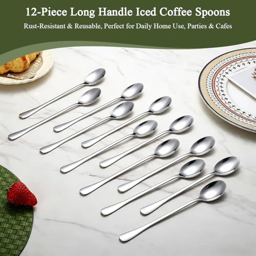 Berglander Long Handle Iced Tea Spoons Set of 12 - Stainless Steel