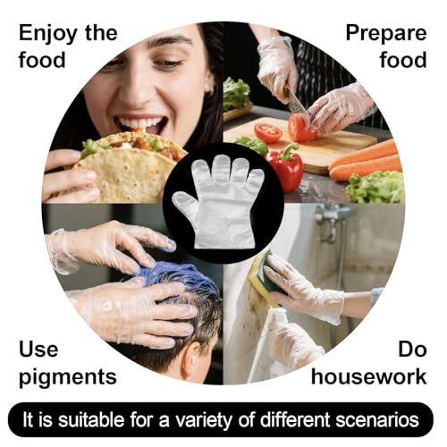 400 Count Disposable Plastic Gloves - Food Safe, Latex-Free & Powder-Free