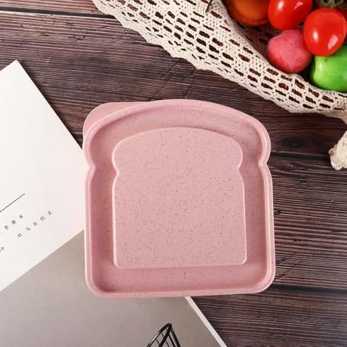 Pink Toast-Shaped Sandwich Container with Lid for Food Storage