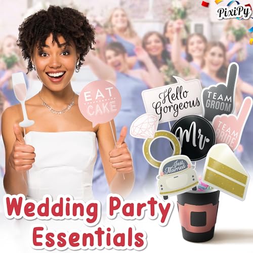 Black & Blush Wedding Photo Booth Props - 12 Fun Pieces