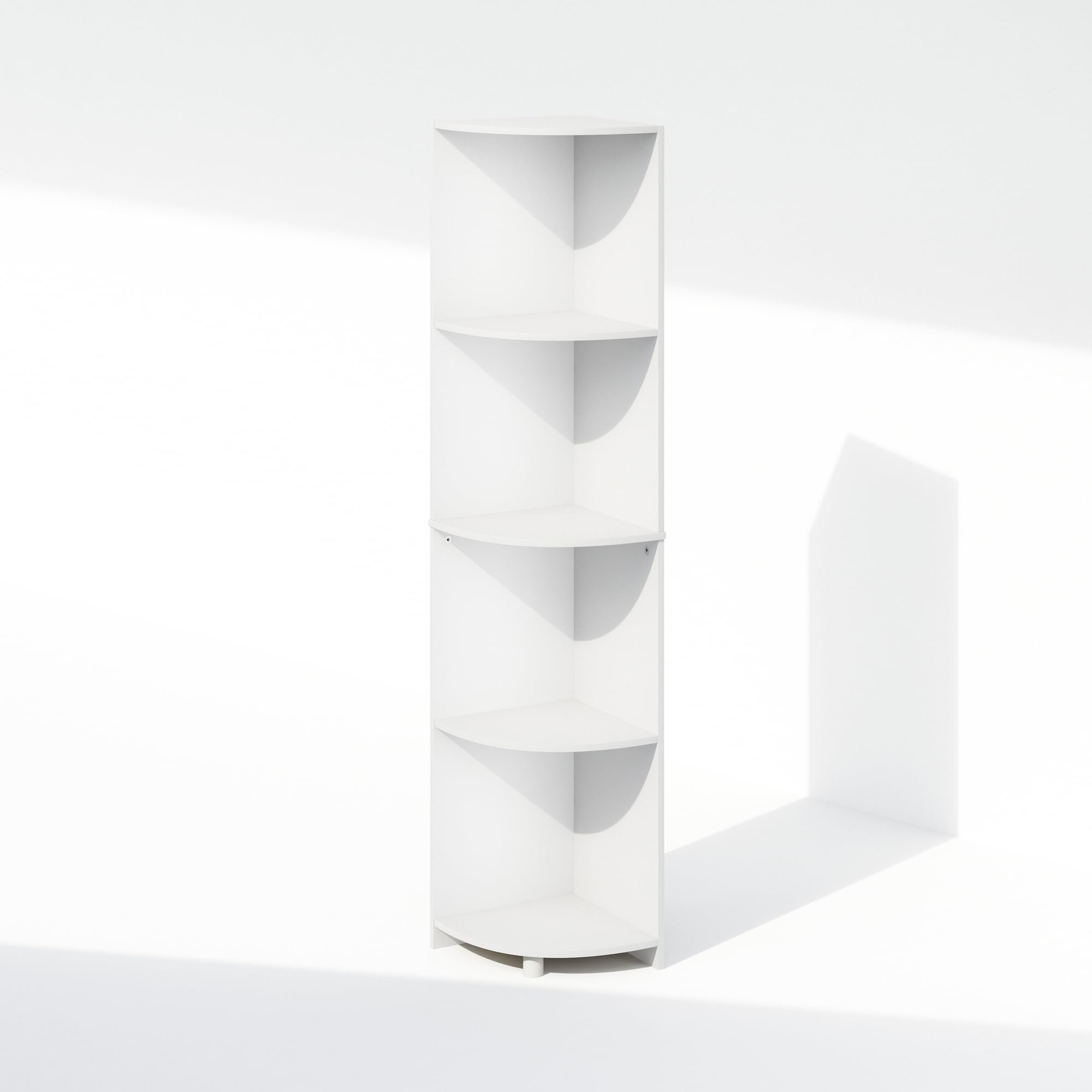 Furinno Basic Book Shelf, 4-Tier Bookshelf, Bookcase with Corner Shelf, 12 x 12 x 57.1, for Living Room, Bedroom, Home Office, White