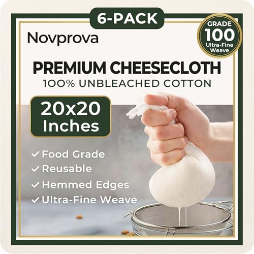 6-Pack Grade 100 Cheese Cloths - 20x20 Inch Unbleached Cotton