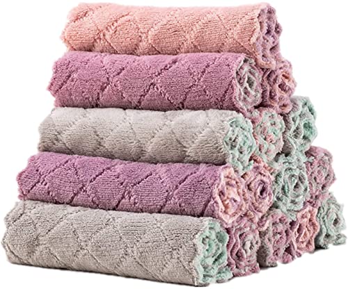 15 Pack Double-Sided Microfiber Cleaning Cloths - Lint Free Kitchen Towels
