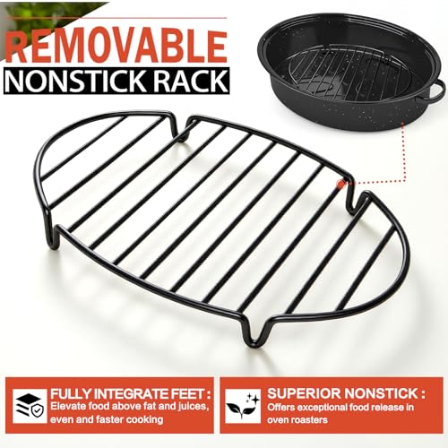 18 Inch Turkey Roasting Pan with Nonstick Rack and Lid - Large Oven Roast Pan