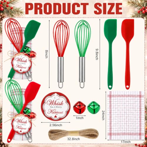 Christmas Kitchen Utensil Set with Grid and Silicone Whisks - 12 Sets 98 Pcs, Holiday Cooking Gifts