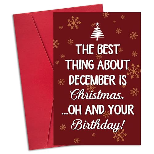 Funny December Birthday Card for Men & Women - Christmas Humor
